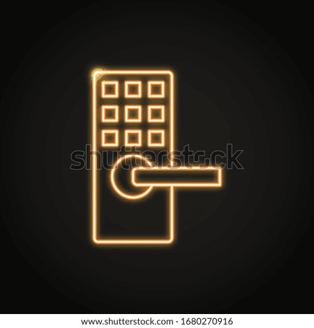 Neon smart lock icon in line style. Modern home security symbol. Vector illustration.