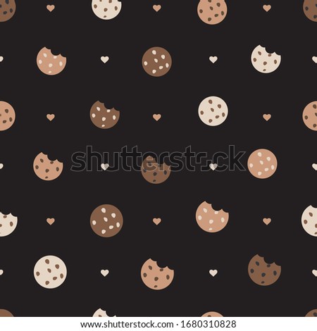 Sweet Chocolate Cookie Vector Flat Illustration Retro Kitchen Seamless Pattern
