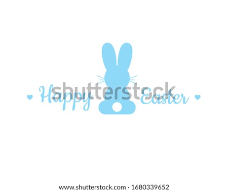 Happy easter lettering with cute bunny. Happy Easter greeting text  isolated on white background. Cute easter bunny vector illustration.