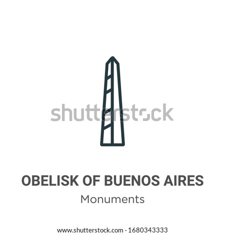 Obelisk of buenos aires outline vector icon. Thin line black obelisk of buenos aires icon, flat vector simple element illustration from editable monuments concept isolated stroke on white background Royalty-Free Stock Photo #1680343333