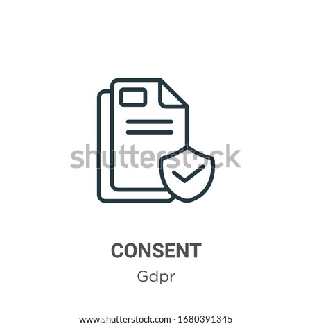 Consent outline vector icon. Thin line black consent icon, flat vector simple element illustration from editable gdpr concept isolated stroke on white background Royalty-Free Stock Photo #1680391345