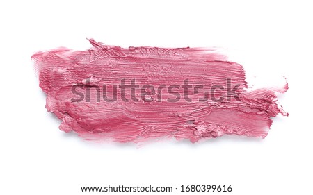 Sample of bright lipstick on white background