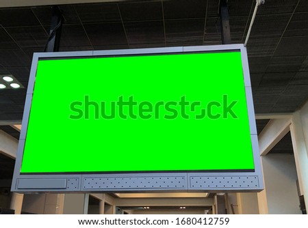 billboard blank and blue sky, copy space on green screen