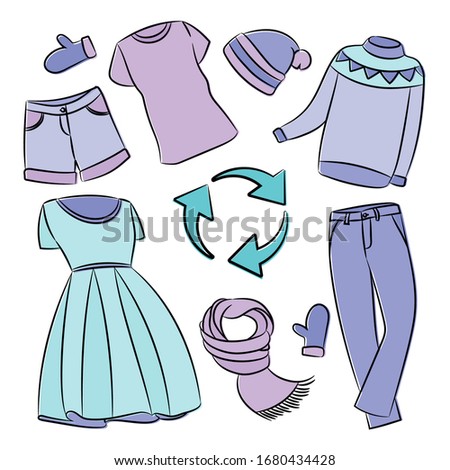 CLOTHING RECYCLING Global Ecological Problem Vector Set