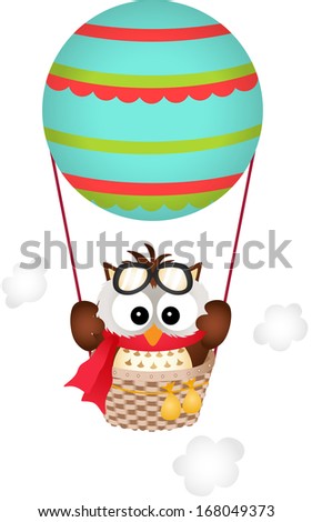Owl in a Hot Air Balloon 