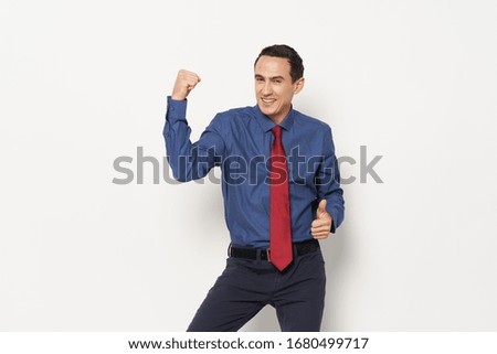Cheerful man shirt tie office manager emotions