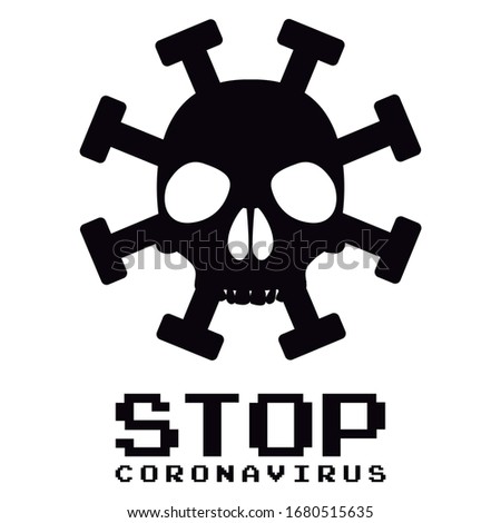 stop covid 19 skull icon, stop coronavirus, stop covid 19, flat design