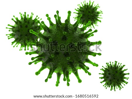 3D medical illustration of Corona Virus, Covid-19. Isolated Corona Virus on White 3D rendered.  Royalty-Free Stock Photo #1680516592