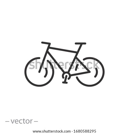bike icon, ride bicycle, concept travel and tourism, mountain cycle, thin line web symbol on white background - editable stroke vector illustration eps10