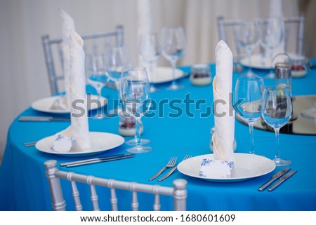 Decoration of flowers for a wedding ceremony in the restaurant stock photo
