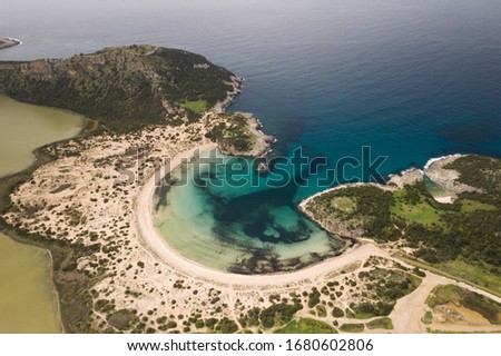 Voidokilia beach in Greece, drone photo