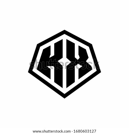 KX monogram logo with hexagon shape and line rounded style design template isolated on white background
