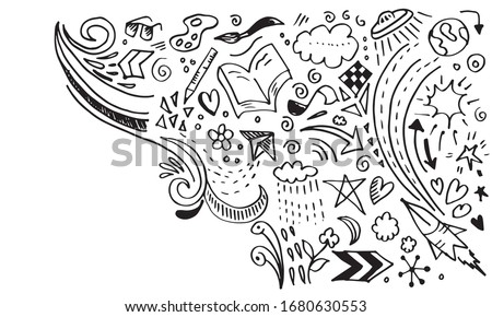 Creative art doodles hand drawn Design illustration. Royalty-Free Stock Photo #1680630553