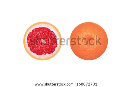 Grapefruit fruit in cut isolated on a white background