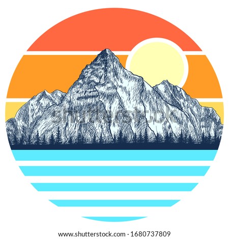 mountain dawn, everest drawing at dawn