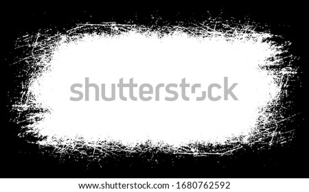 Scratched Out Painted Frame. Grunge Urban Background Texture Vector. Dust Overlay. Distressed Grainy Grungy Framing Effect. Distressed Backdrop Vector Illustration. EPS 10.