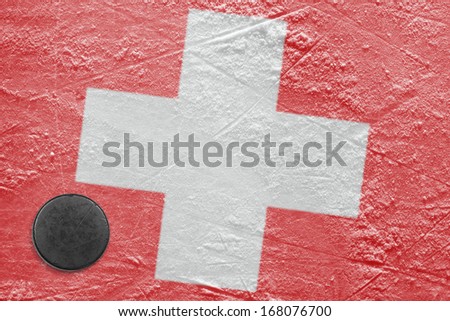 Washer and flag image Switzerland on a hockey rink