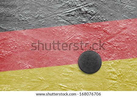 Washer and Germany flag image on a hockey rink