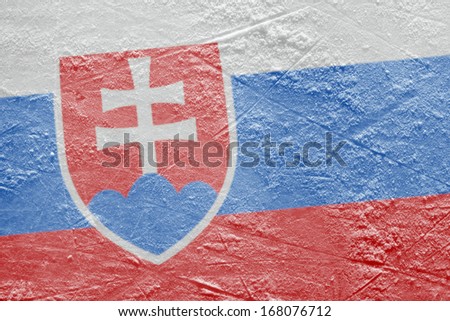 Preview Slovak flag on a hockey rink. Texture, background