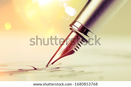 Signing a signature with a classic fountain pen