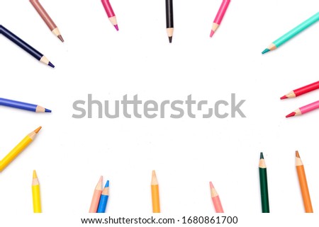 creative color pencils with white background