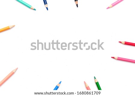 creative color pencils with white background