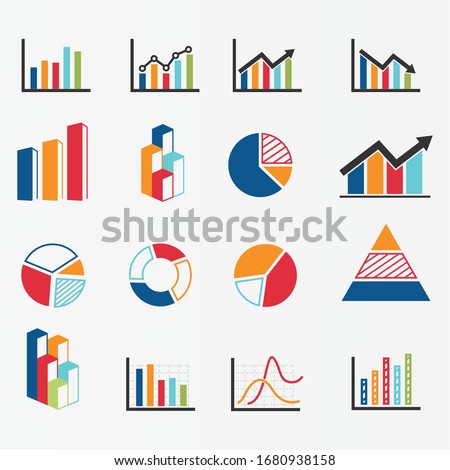 set of colorful business charts and diagram, Simple diagram and graphs related for your design. vector icon illustration