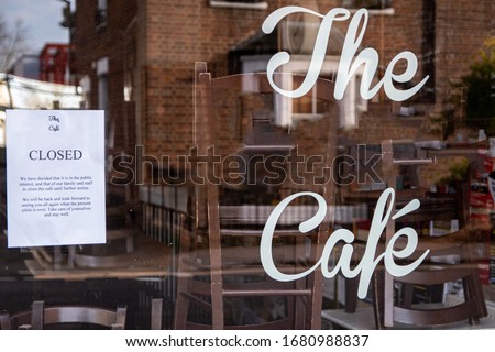 UK cafe close down under coronavirus covid-19 as government says they must shut down Royalty-Free Stock Photo #1680988837