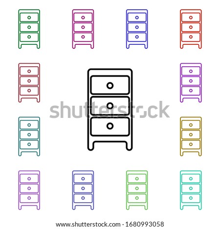 Nightstand line multi color style icon. Simple thin line, outline vector of home things icons for ui and ux, website or mobile application
