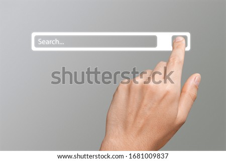 Human hand and internet search page