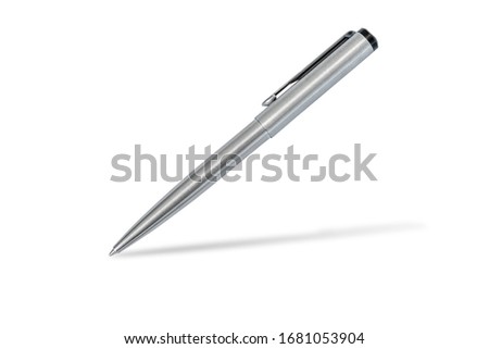 Silver pen, isolated on white background with clipping path.