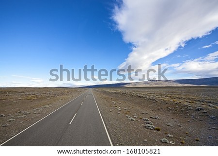 Endless empty country highway, Ruta 40 (National Route 40 or RN40)  in Argentina, South America .