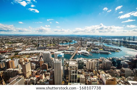 Aerial view of Darling Harbour,Sydney,Australia Royalty-Free Stock Photo #168107738