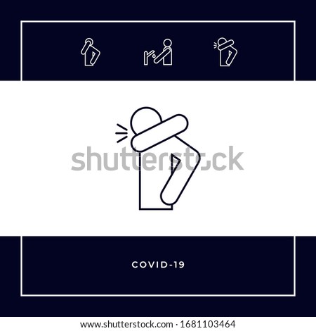 Sneeze into elbow - infographic, icon. Warning prohibition sign in a red circle - element for your design Royalty-Free Stock Photo #1681103464