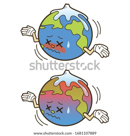 Illustration of earth character. The image illustration about an environmental problem. Vector illustration on white background.