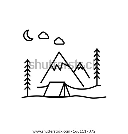 Mountain and trees line illustration