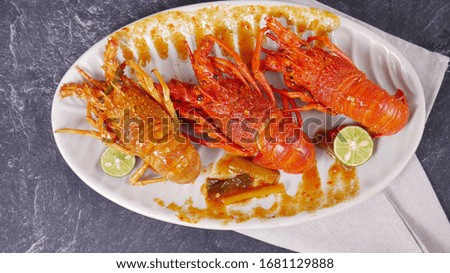 Cooked lobster tails with lime