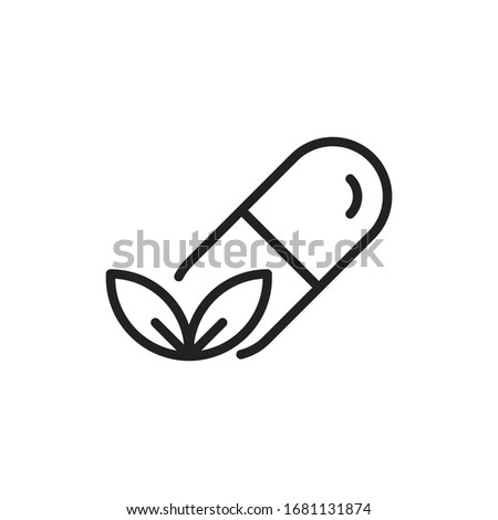 Simple pill line icon. Stroke pictogram. Vector illustration isolated on a white background. Premium quality symbol. Vector sign for mobile app and web sites. Royalty-Free Stock Photo #1681131874