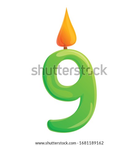 Nine number candle icon. Cartoon of nine number candle vector icon for web design isolated on white background