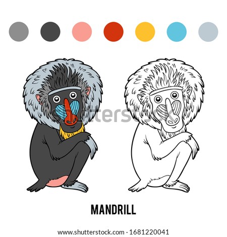 Coloring book for children, Mandrill Royalty-Free Stock Photo #1681220041