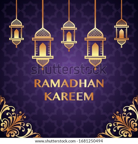ramadan background with lamps and ornaments