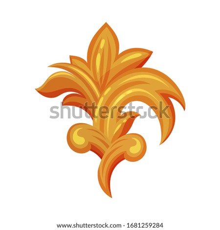 Golden Decorative Monogram or Scroll Isolated on White Background Vector Illustration