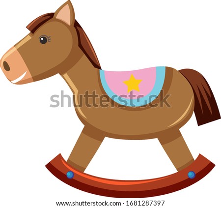 One rocking horse on white background illustration