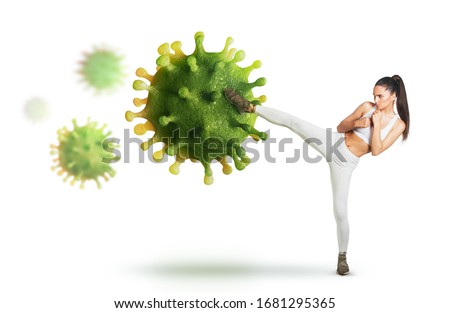 Virus attack; defend from the virus concept;  Royalty-Free Stock Photo #1681295365