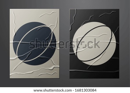 White Beach ball icon isolated on crumpled paper background. Paper art style. Vector Illustration