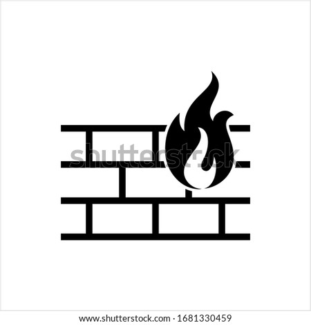 Firewall Icon, Network Security System, Incoming, Outgoing Network Traffic Monitor, Controller Vector Art Illustration
