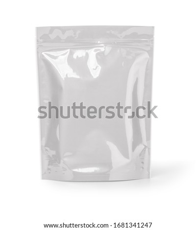 Mockup Stand Up Blank Bag For Coffee, Candy, Nuts, Spices, Self-Seal Zip Lock Foil Or Paper Food Pouch Snack Sachet Resealable PackagingWith clipping path Royalty-Free Stock Photo #1681341247