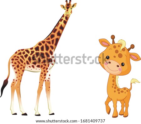 Giraffe Illustration Vector Cartoon wild animals