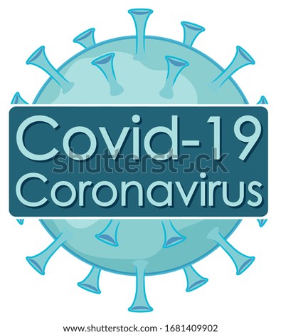Coronavirus poster design with virus cell in blue color illustration