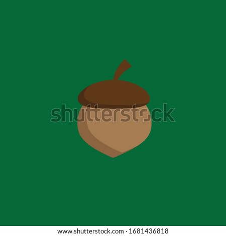 cute cartoon acorn.vector illustration.green background